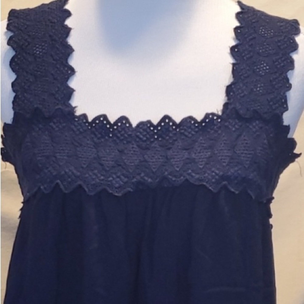 Coquette Embroidered Black Top Size Large